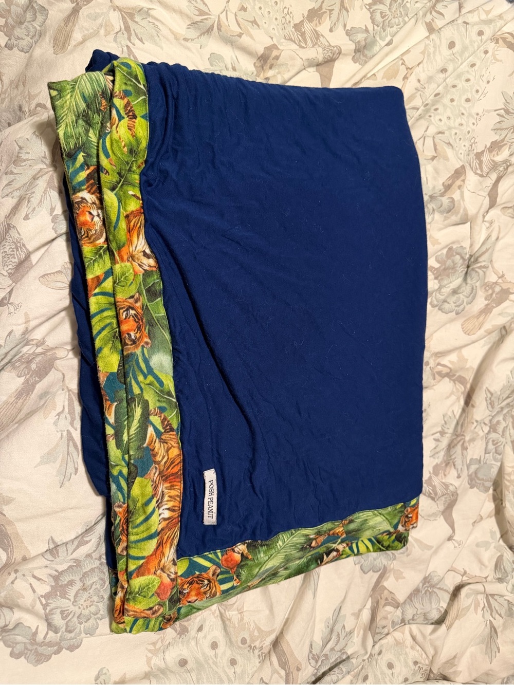 Posh Peanut Navy Blue Blanket with tiger print